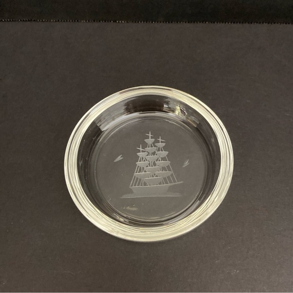 Vtg Rezler & Howell Fine Hand Cut Crystal Coasters Set of 4 Schooner Nautical - Picture 5 of 8